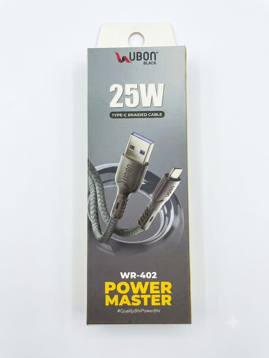 UBON Black-25w-Type-c Braided-cable